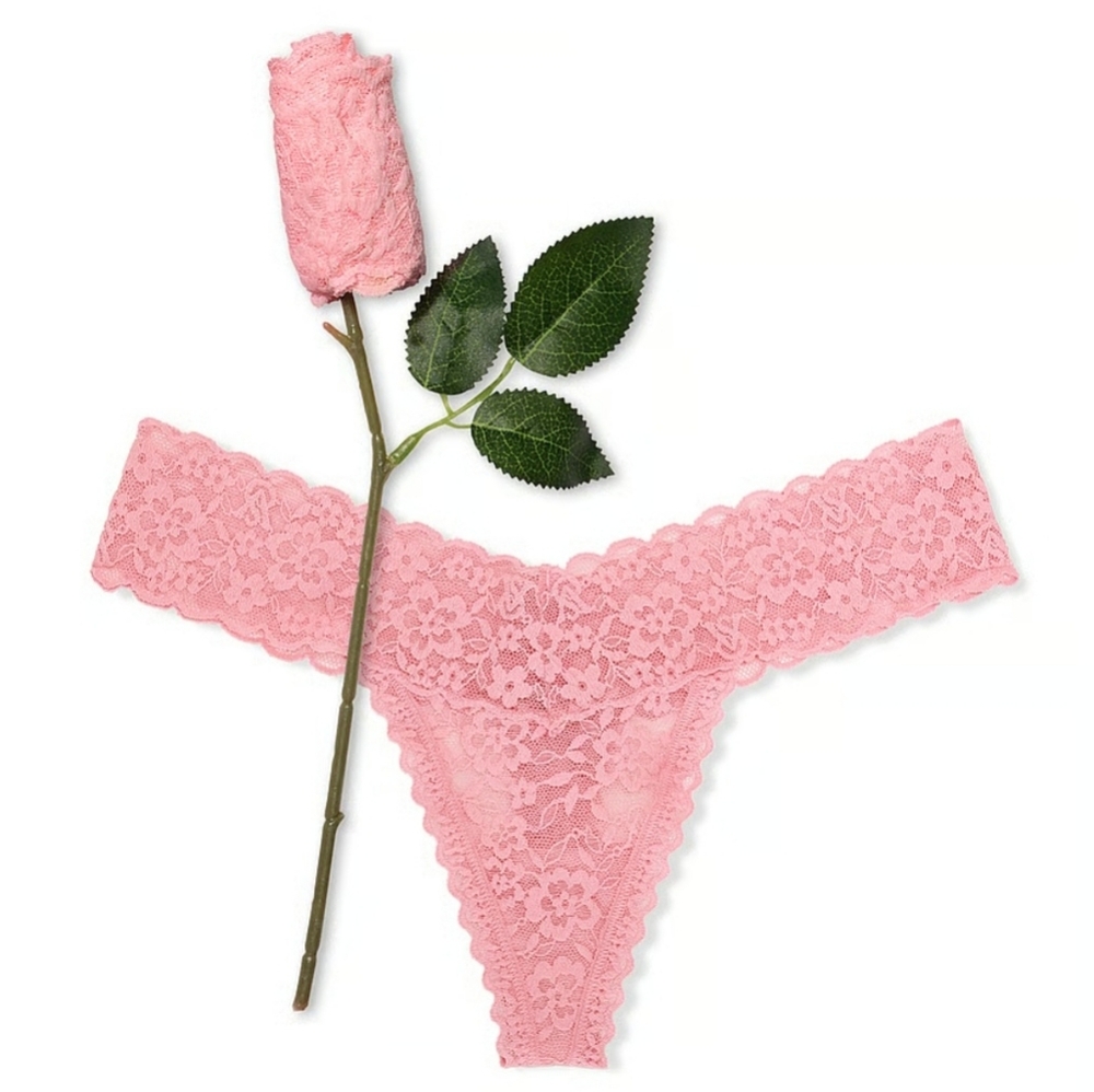 Victoria's Secret Lace Rose Valentine Gift Thong Panty.